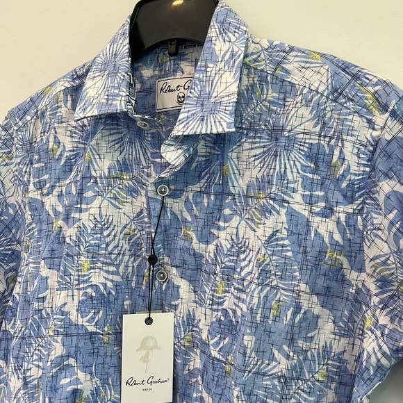 NEW Robert Graham Linen/Cotton SS Button Front Shirt - Picture 2 of 9